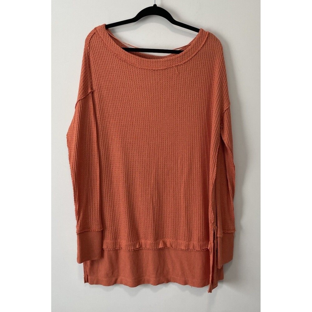 Free People Women's Coral Light North Shore Thumb Hole Thermal Tunic Top Large